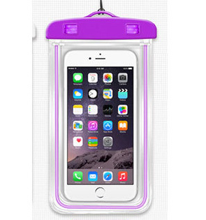 Transparent Waterproof Cellphone Pouch in Purple